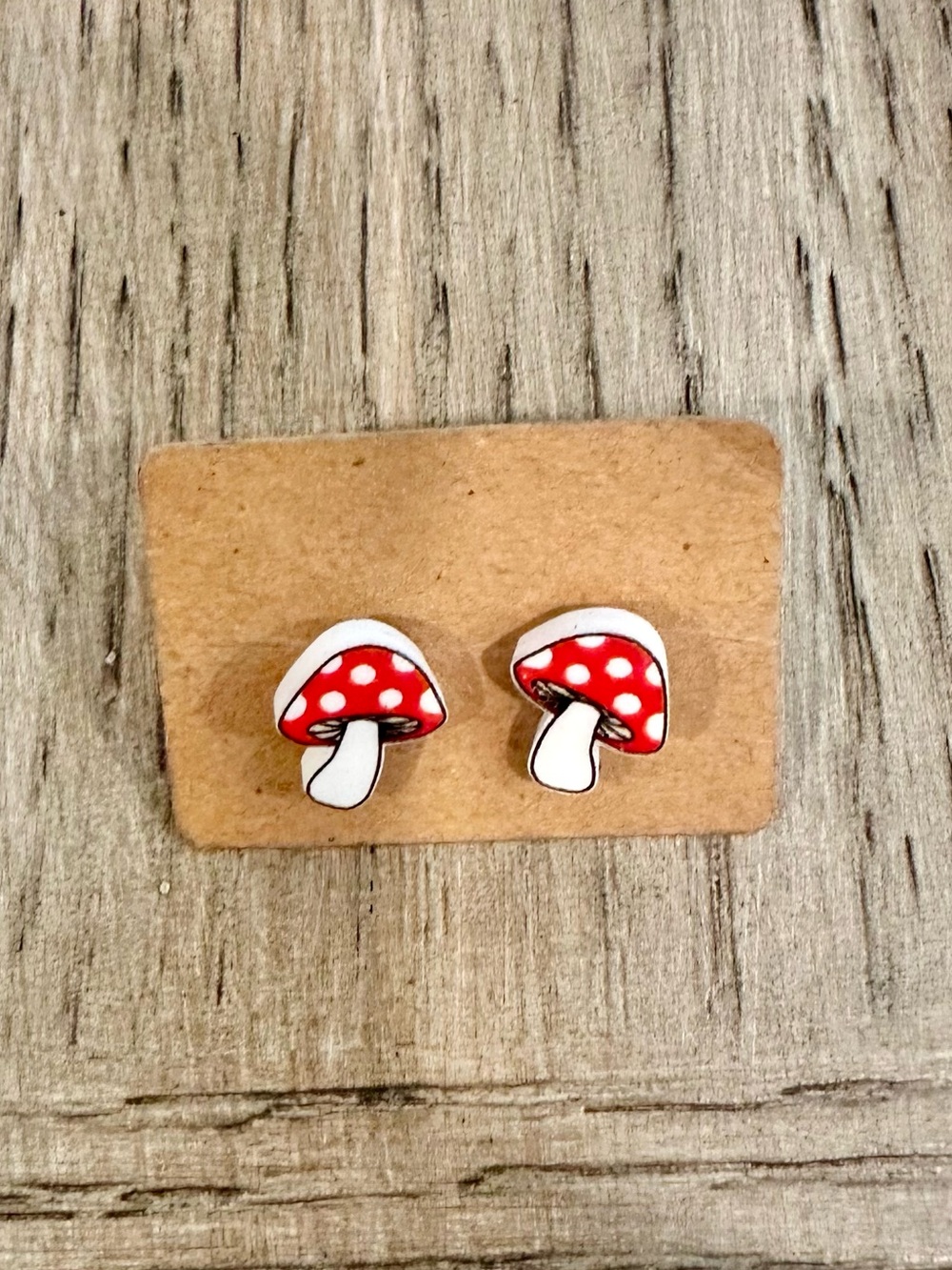 Red Mushroom Stud Earrings Small Cute Mushroom Design